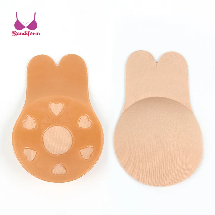 Silicone adhesive sticky rabbit bra pasties strapless reusable invisible push up breast lift bra tape nipple covers