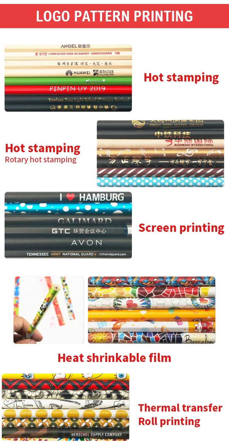 Wholesale Back to School Cheap Price Custom Wood Gift Pencil 7 Inch HB 2B 2H Lead Round Pencil with Eraser with Custom Logo