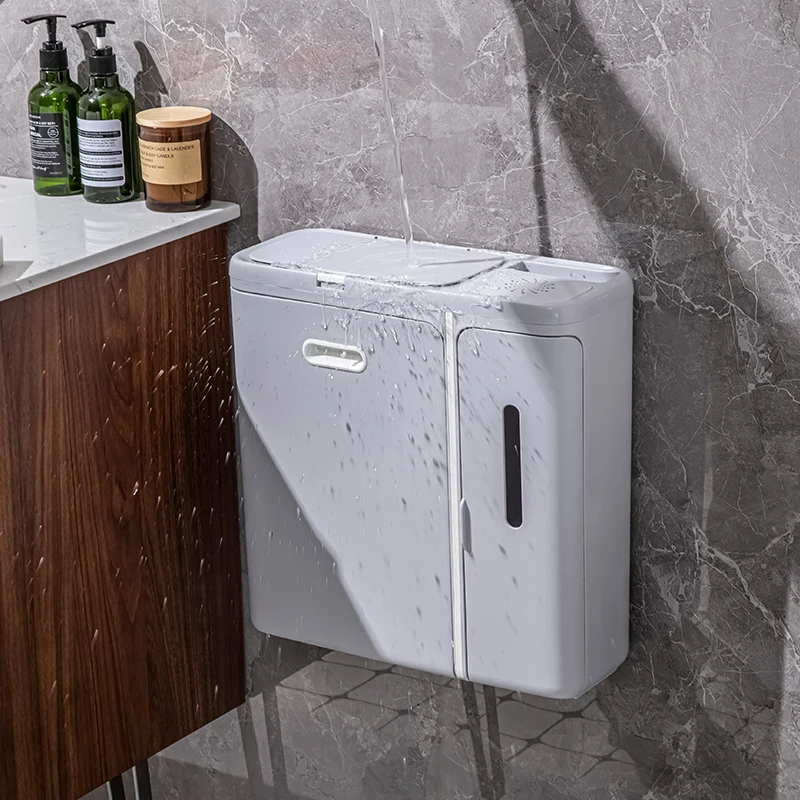 Portable Square Wall Mounted Compost Bin Kitchen Hanging Trash Can with Plastic Dustbin Waste Bin for Garbage & Rubbish