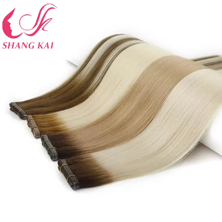 Better Than Hand Tied Weft Human Flat Weft Hair Extension Russian