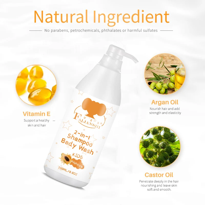 Wholesale Private Label organic and friendly baby shampoo Refreshing Nourishing kids hair shampoo wash 2 in For Kid