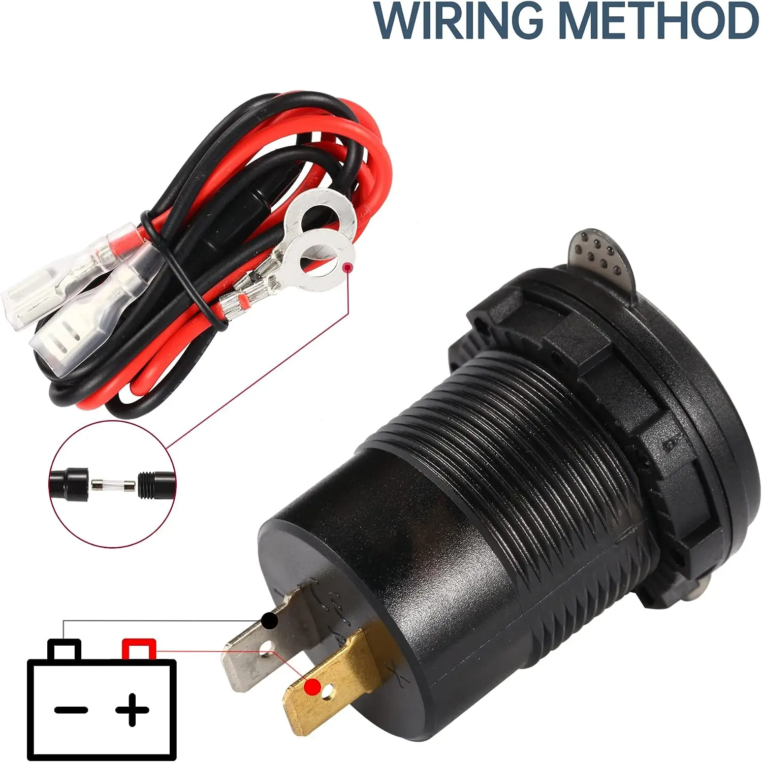 Dual USB Socket 12V Marine Outlet with Switch Blue LED Car Charger Mount Waterproof Cigarette Lighter Power Adapter