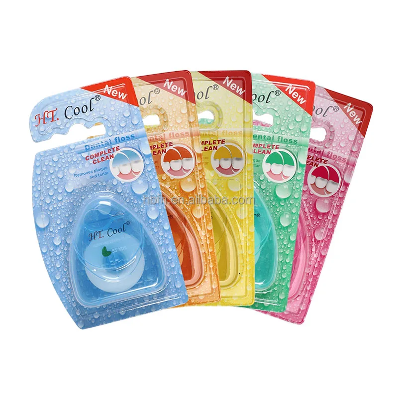 Disposable 30-50m Dental Floss Minty Waxed Nylon and Plastic Round/Triangle Shape from Hebei Fenghe Free Sample Box