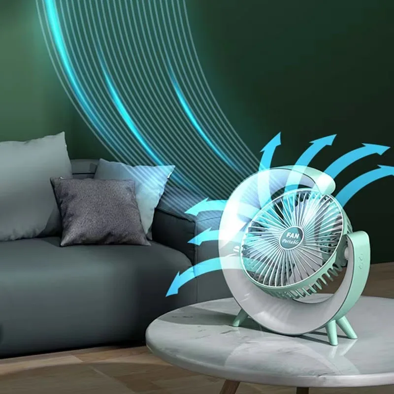 Color changing led light fan mini usb charge table fan timing portable desktop cycle fan