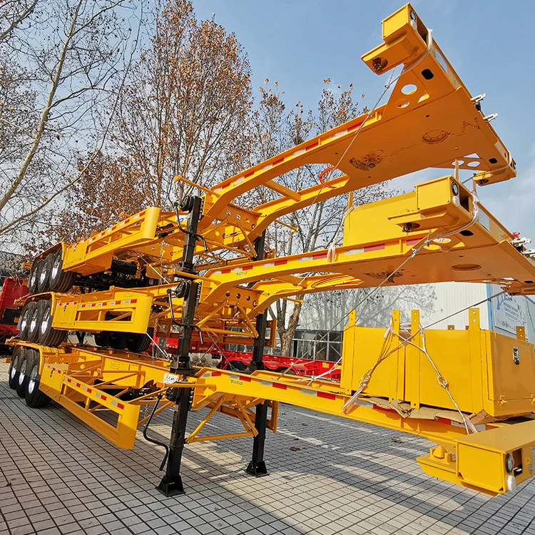 LUEN 2 3 Axles 20ft 40ft shipping Container Transport gooseneck skeleton Container Chassis Semi Truck Trailer