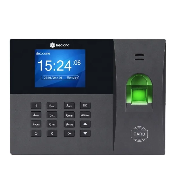 Realand A-L315 Biometric Attendance Terminal with Backup battery and WIFI with simple access control end external belling