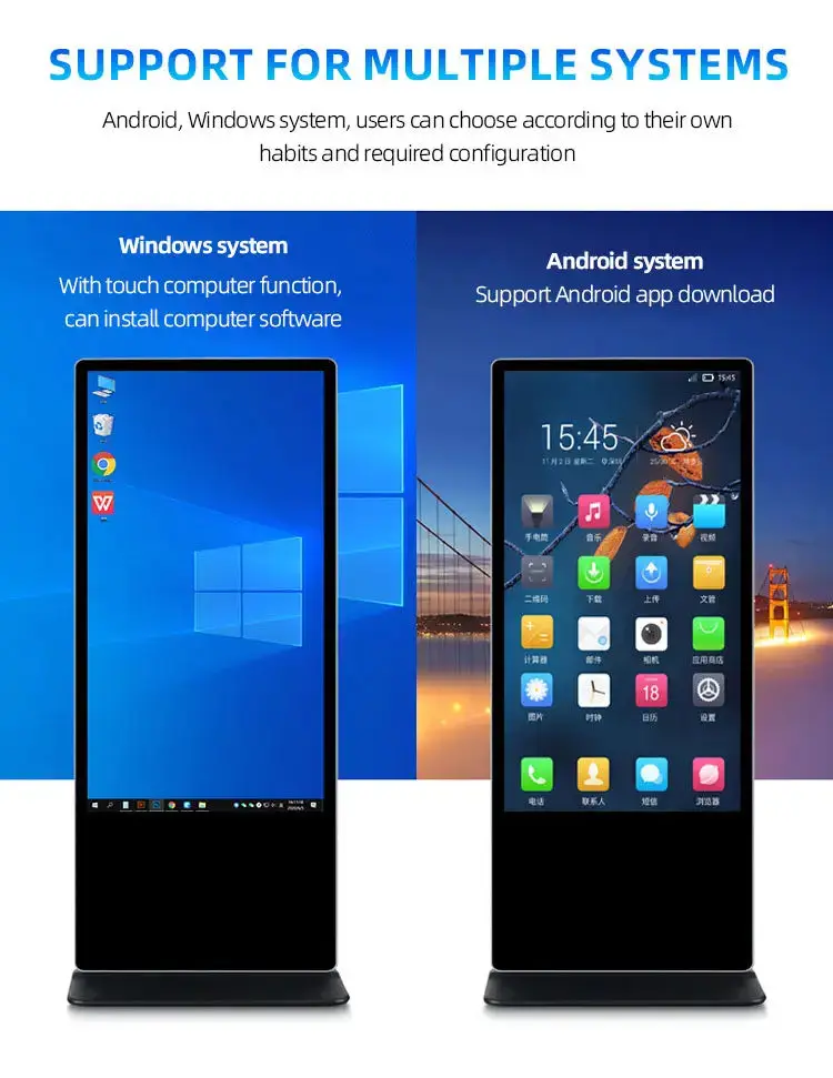 Floor Standing Interactive Touch Totem Display Digital Signage Kiosk Indoor 4k Monitor Advertising Player Lcd Screen