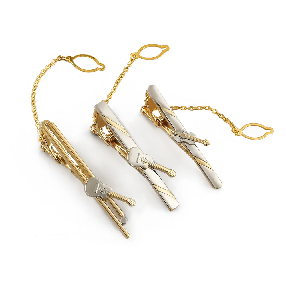 Гальванизированный золотой и серебряный двухцветный инструмент для скрипки гитары медный зажим для галстука Повседневный зажим для воротника