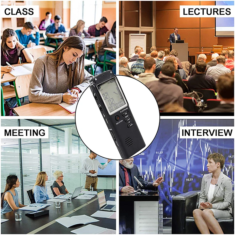 Clock Function 1536KBPs 8GB16GB Voice Activated Automatic Recording Digital Audio Recorder