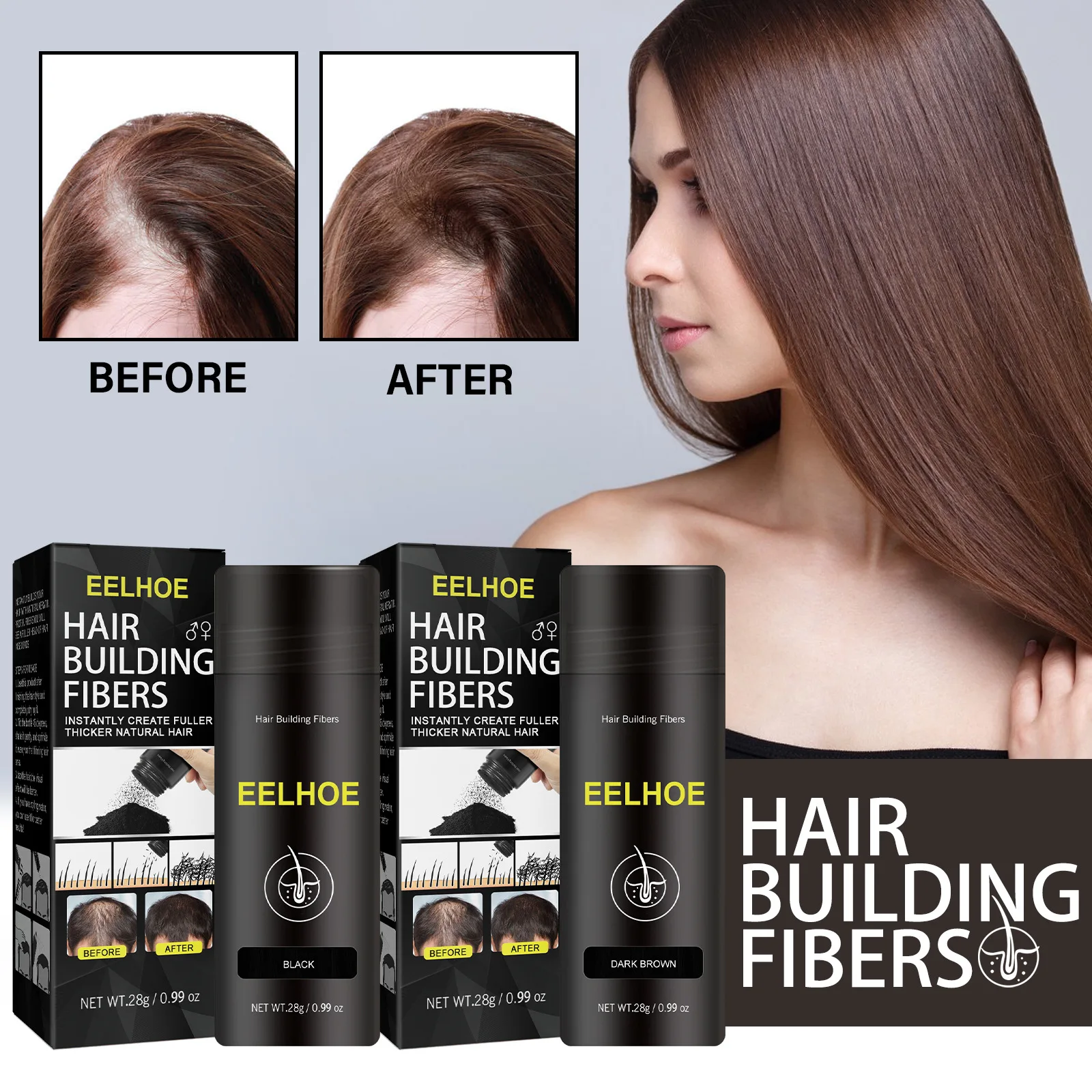 2024 OEM own brand keratin hair styling fiber spray hair thickening hair styling fiber powder