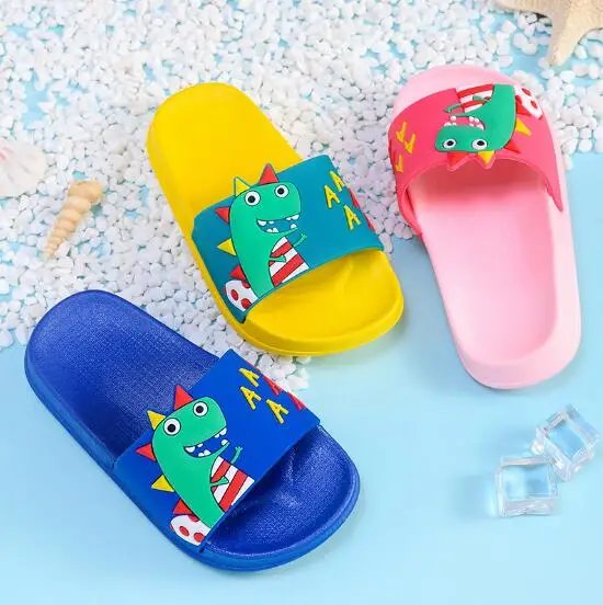 Wholesale Cartoon Kids Girls Boys Dinosaur Printed Indoor Slippers Summer Outdoor Bathroom Sandals Shoes slippers for children