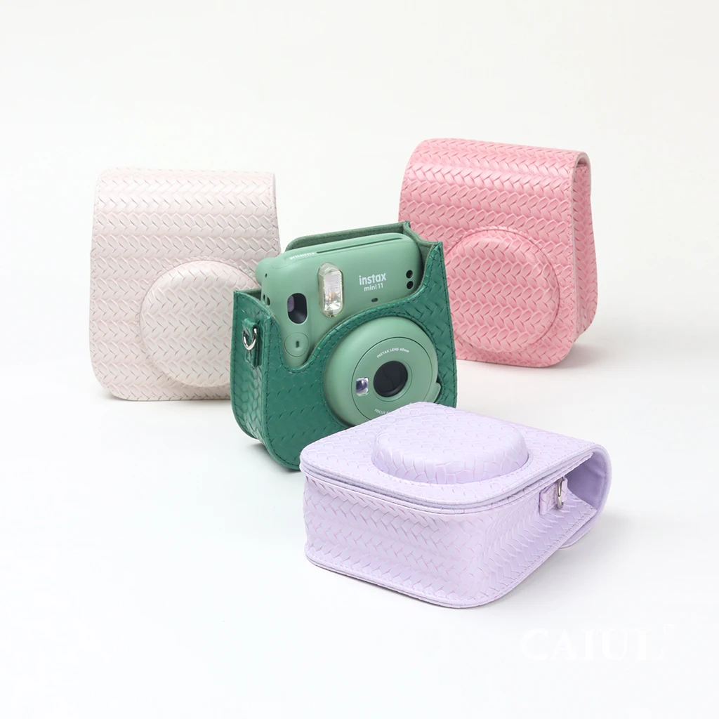 New Wheat pattern PU Leather Protective Camera case for fujifilm instax mini 11 Single shoulder bag