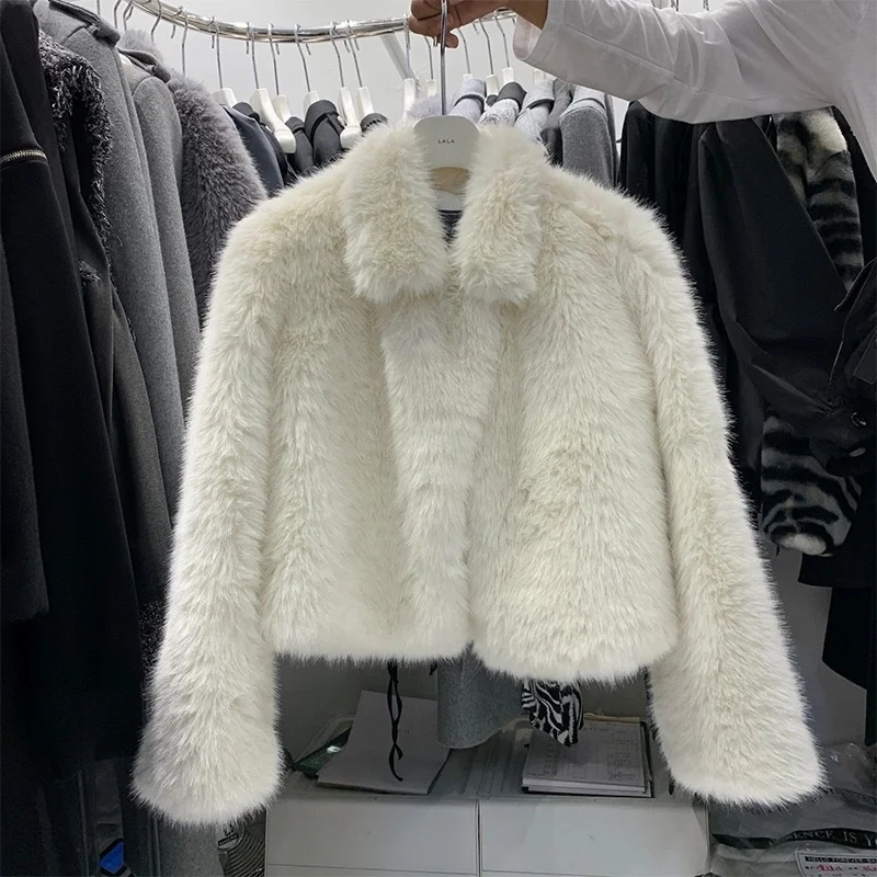 2022 new design drop shipping fashion women fur coat loose fur jacket ladies