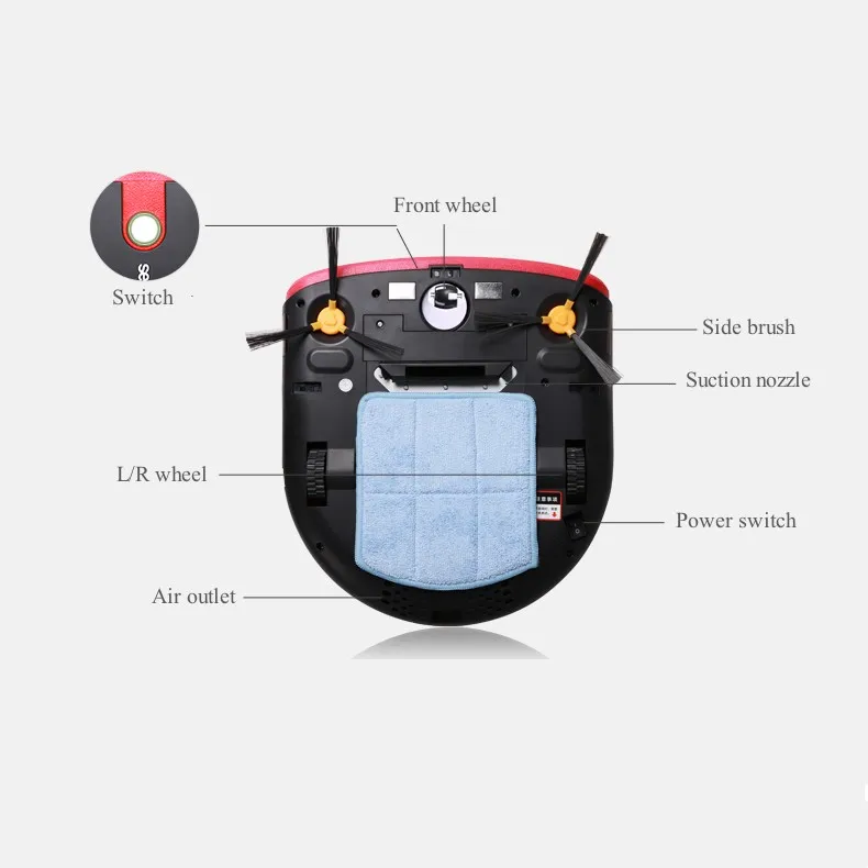 Floors Cleaning Custom Ultra Thin 63mm Thickness Robotic Sweeper U-shaped Vacuum Cleaner Robot With Adjustable Walking Wheels
