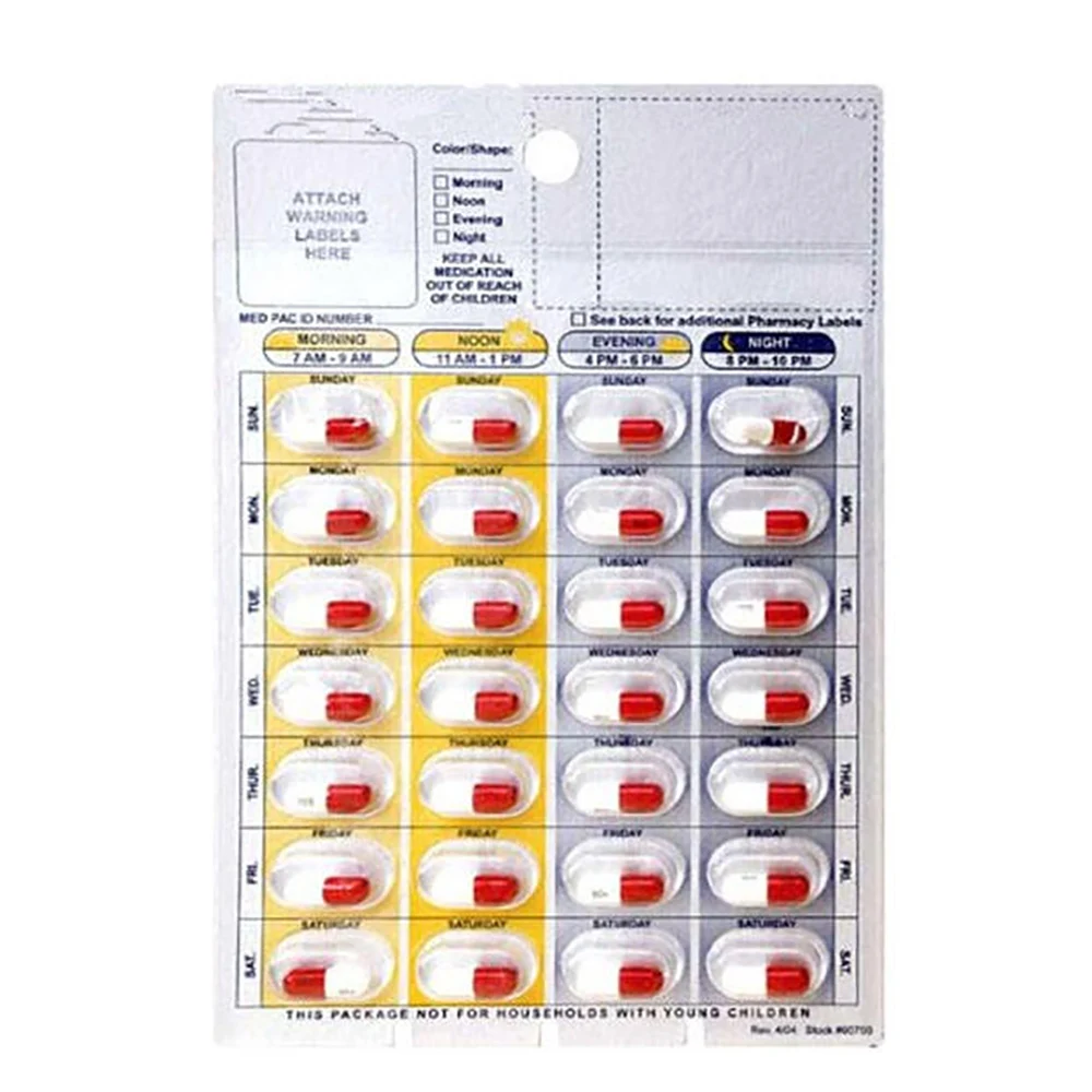 Custom Clamshell Clear 7 Days Weekly Medication Pack Tray Capsules Pill Plastic Blister