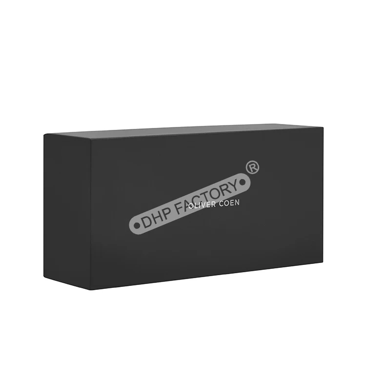 Factory supply cardboard paper matte black two pieces watch packaging custom lid and base watch gift box with velvet insert