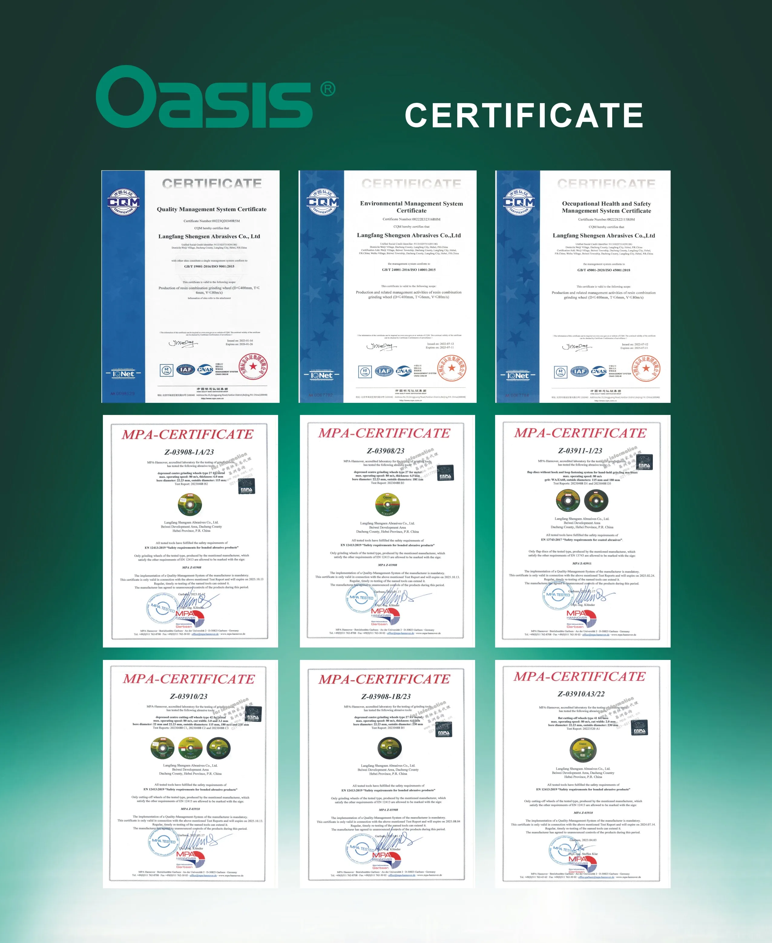OASIS 5inch -125x1.2x22.23-supper thin abrasive cutting wheel for metal and inox