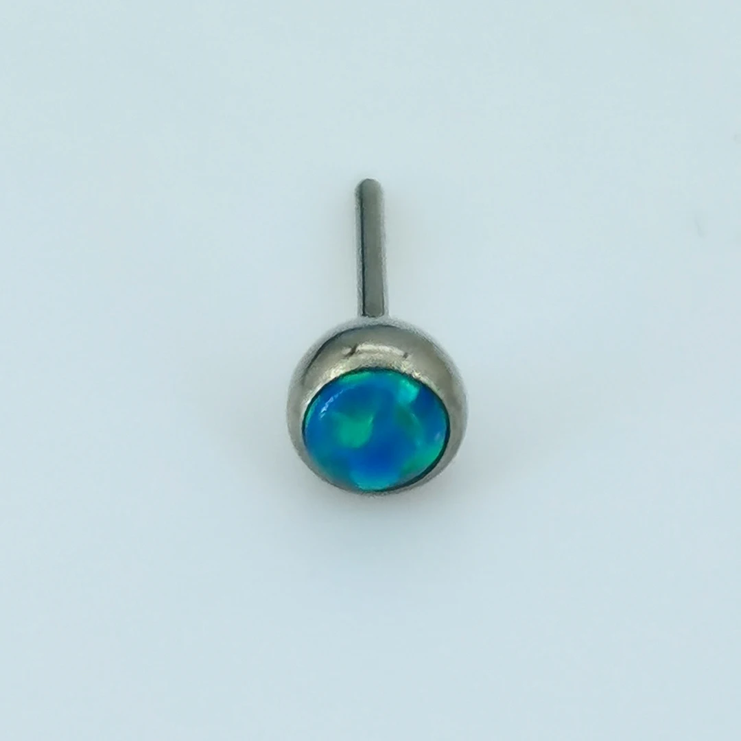 Custom ASTM F136 Titanium G23 Body Jewelry Threadless Bezel Set Colorful Opal Basic Titanium Piercing Jewelry Tops