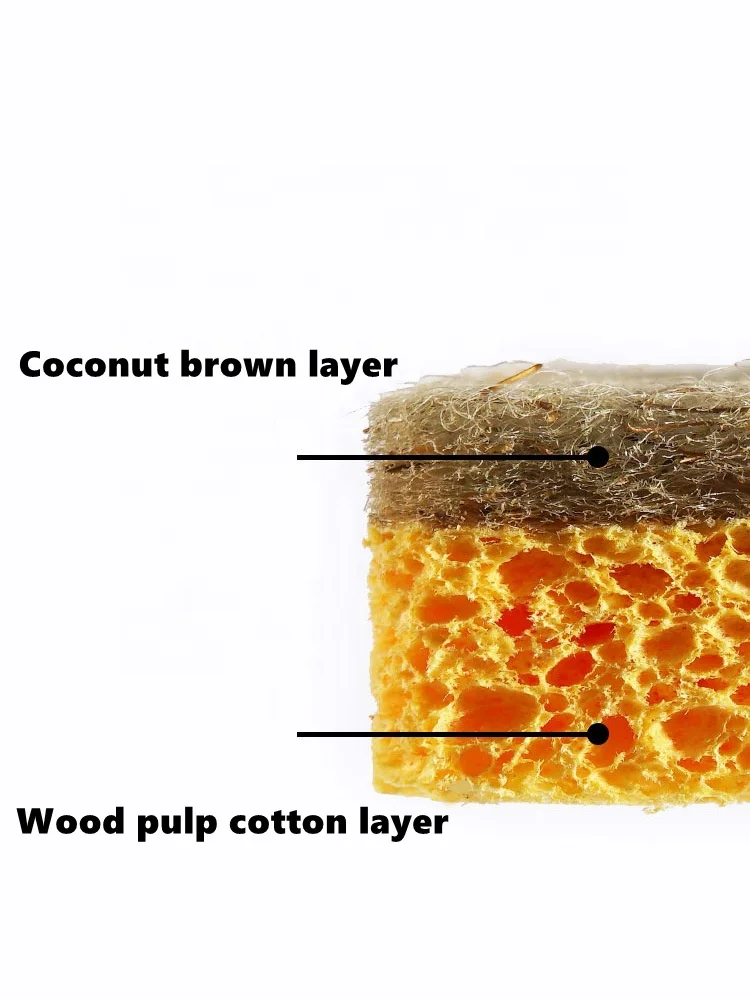 Custom Pack Biodegradable 100% Natural Wood Fiber Kitchen Dish Cleaning Sponge Scrub Pad Cellulose Sponge