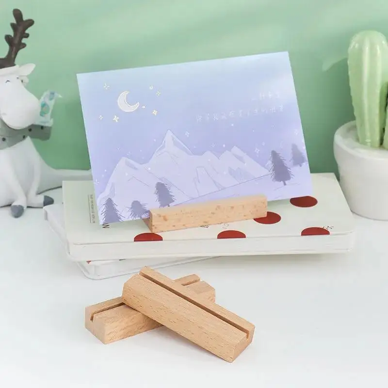 Tailai Solid Wood Custom Business Card Holder Stand Gift Card Display Base Wooden Block Business Card Holder
