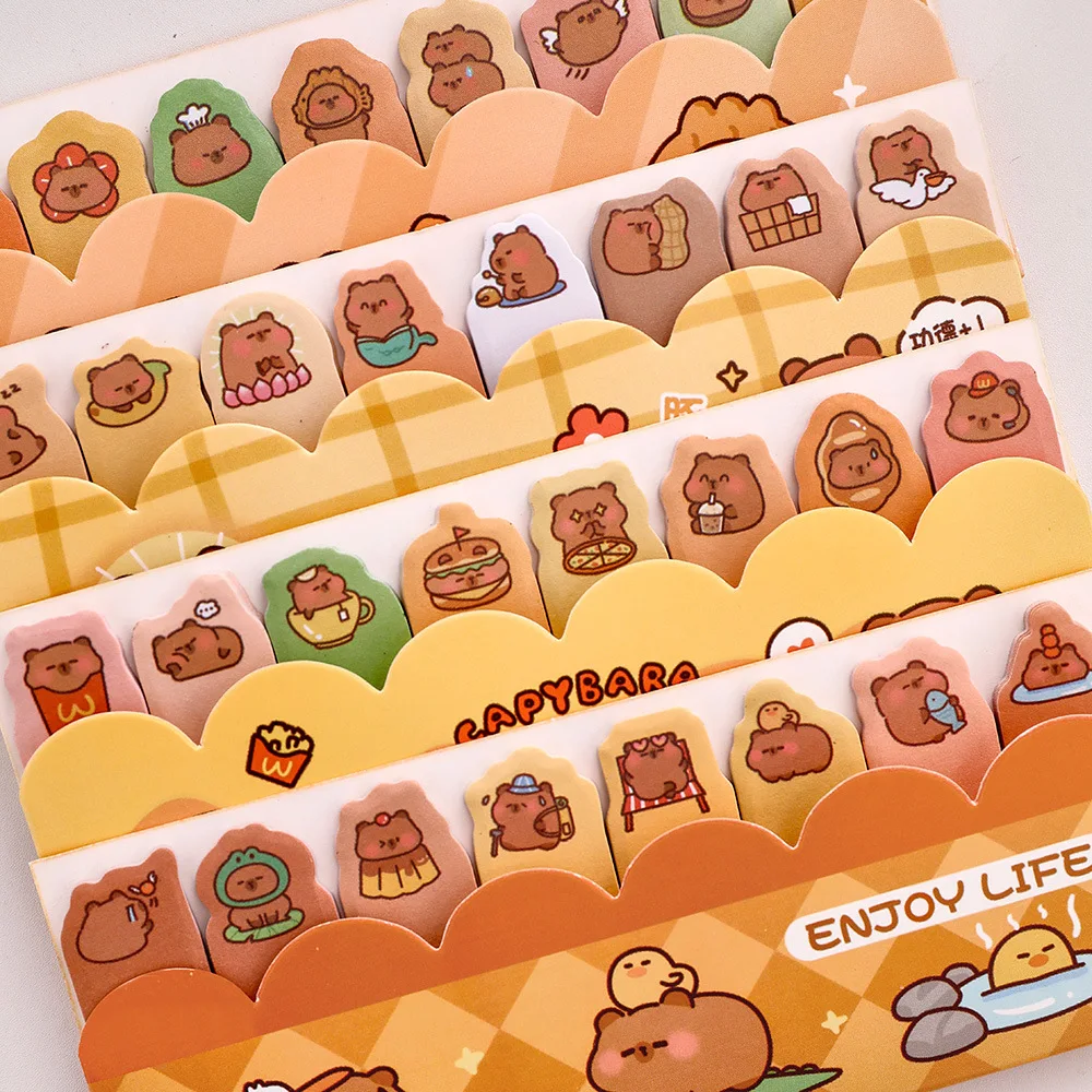 15 sheets per pack cartoon puffer fish rows stand convenience stickers cute marking index stickers capybara sticky notes