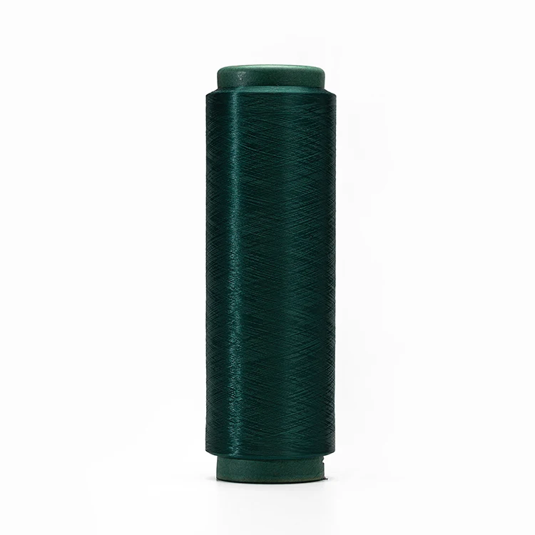 High Quality High Tenacity Professional supplier cheap 50D24F Dacron DTY elastic yarn dark green polyester yarn