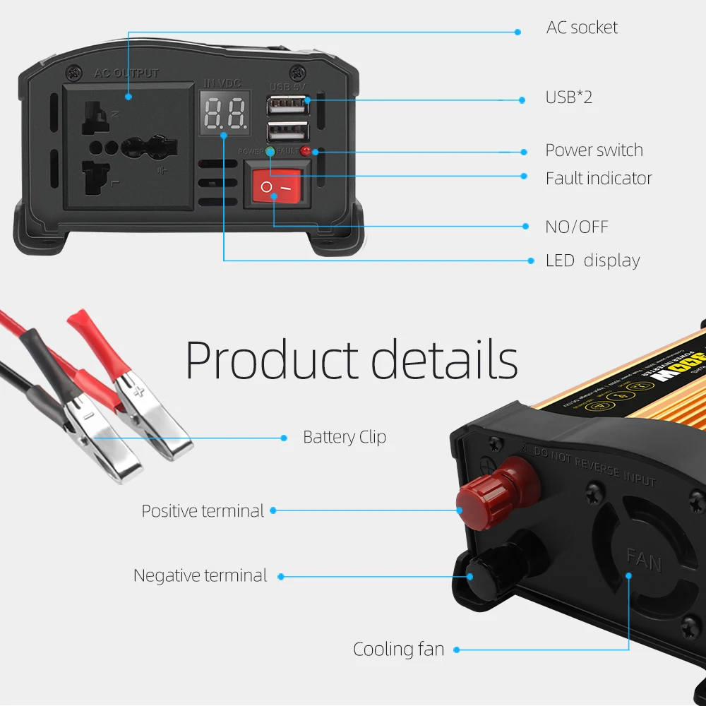 Power supply DC 12 volts to AC 220 volts car home modified sine wave 300W inverter 300w power inverter circuit board