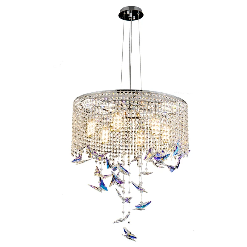 Легкие Роскошные Современные Простые светодиодные круглые квадратные полые лампы и фонари бабочка кулон египетская хрустальная люстра для помещений