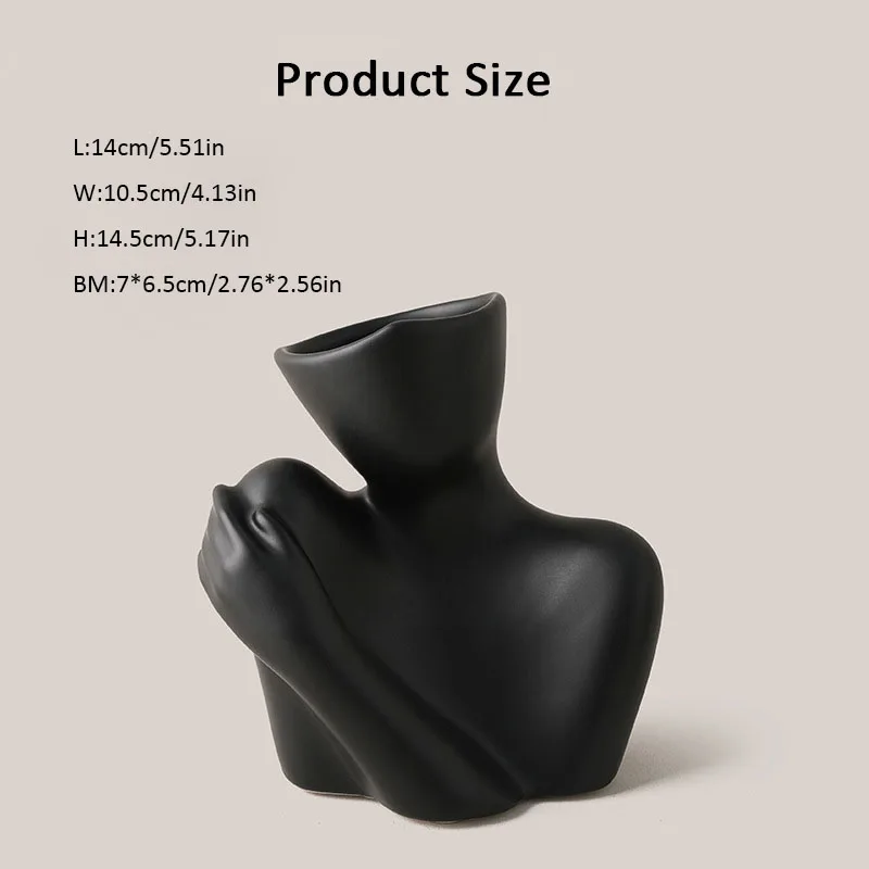 High Quality European Nordic Human Body Art Creative Ceramic Vase Decor Modern Boho Ornamental Flowers Vase For Living Room