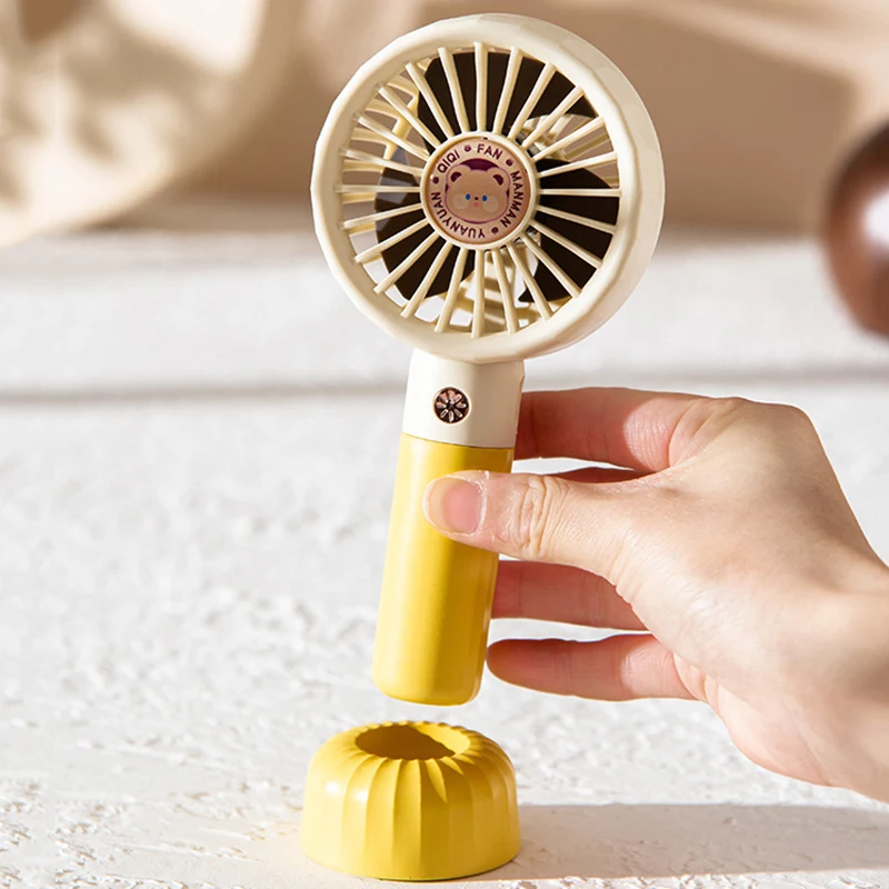 Mini Rechargeable USB Fan Hand Held Portable Lightweight Cooling Personal Electric Small Fan with Base