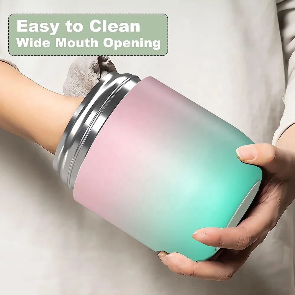 17oz Stainless Steel Food Container Vacuum Thermal Flasks Food Thermos Stainless Steel Lunch Box with Foldable Spoon