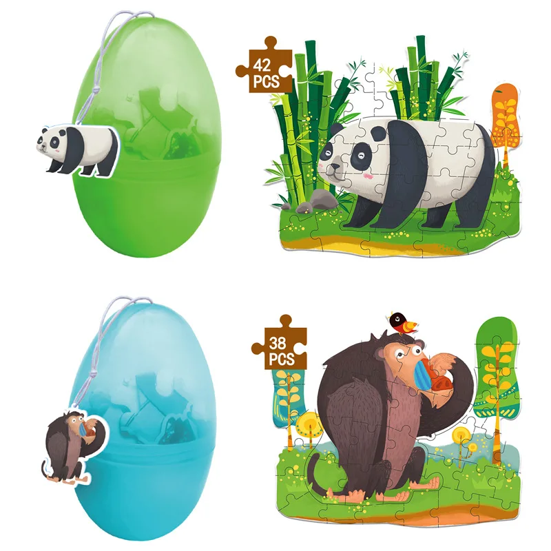 2024 New Arrivals Tiktok Hot Giant Panda Tiger Funny Egg Puzzle Children Puzzle Paper Baby Puzzle Children 3-6 years old
