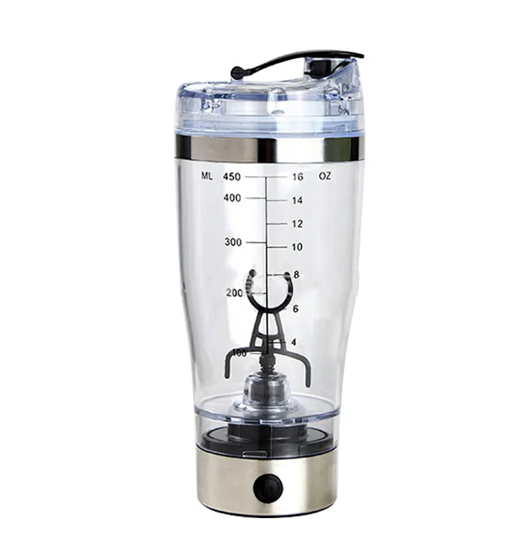 500ml Battery Operated Vortex Mixer Stainless Steel Electric Protein Shaker with Protein Powder Storage Container Self Stirring