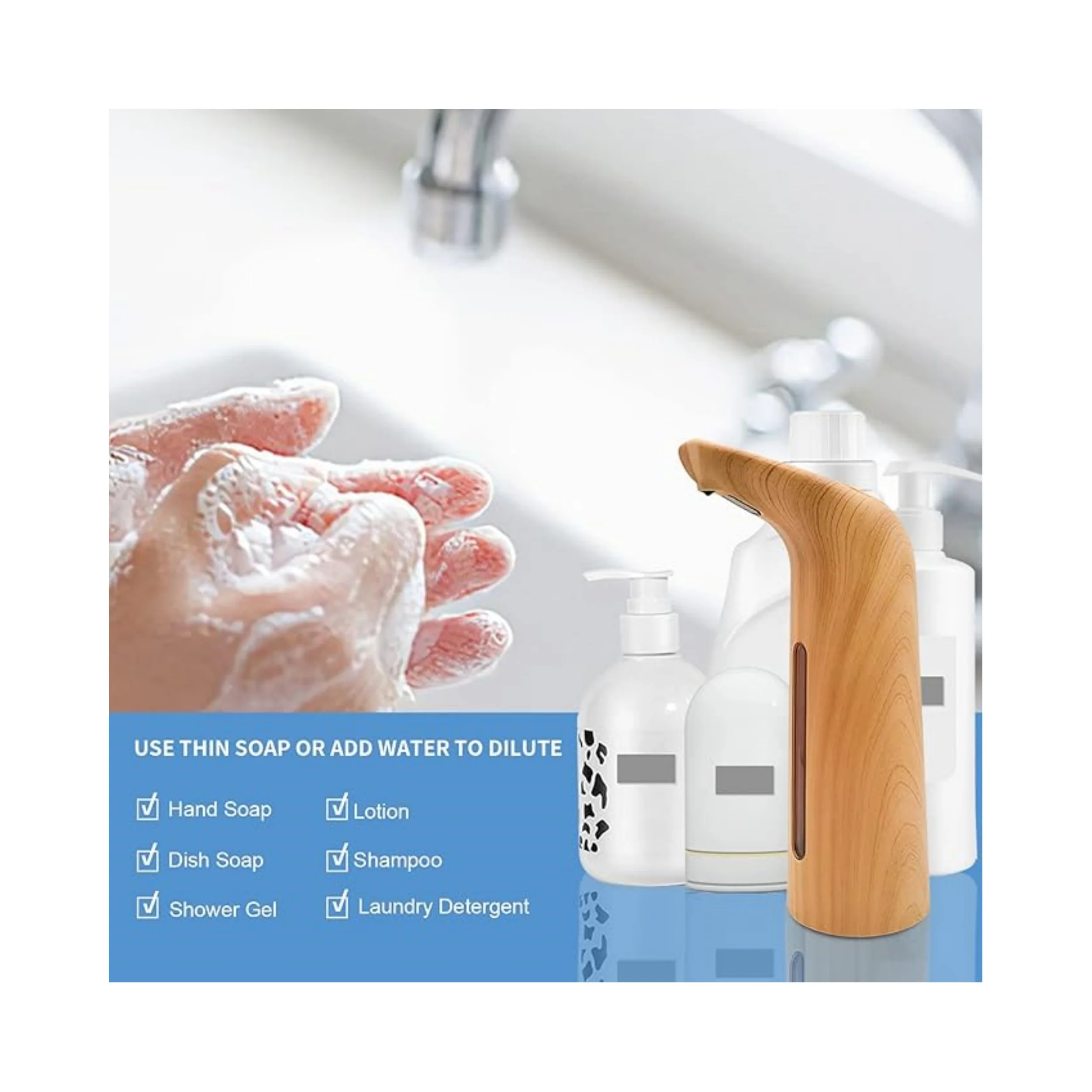 Wood automatic soap dispenser motion sensor with IR, automatic soap dispenser non-contact