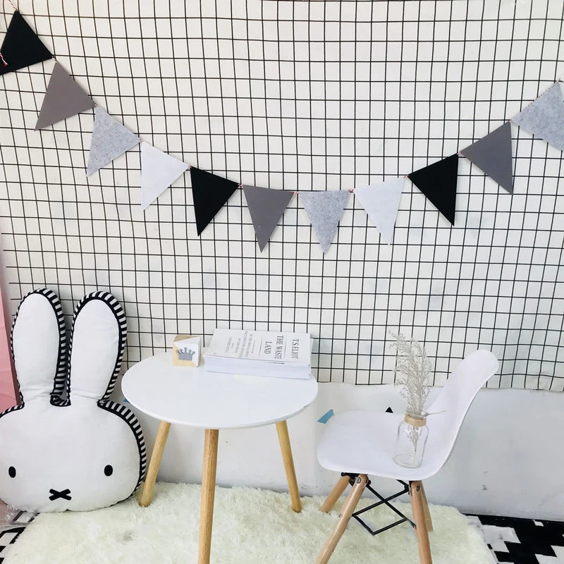 Boy Girls Rooms Home Wall Decoration Felt Hanging Triangle Flag Birthday Party Kindergarten Halloween Christmas Pulling Flag
