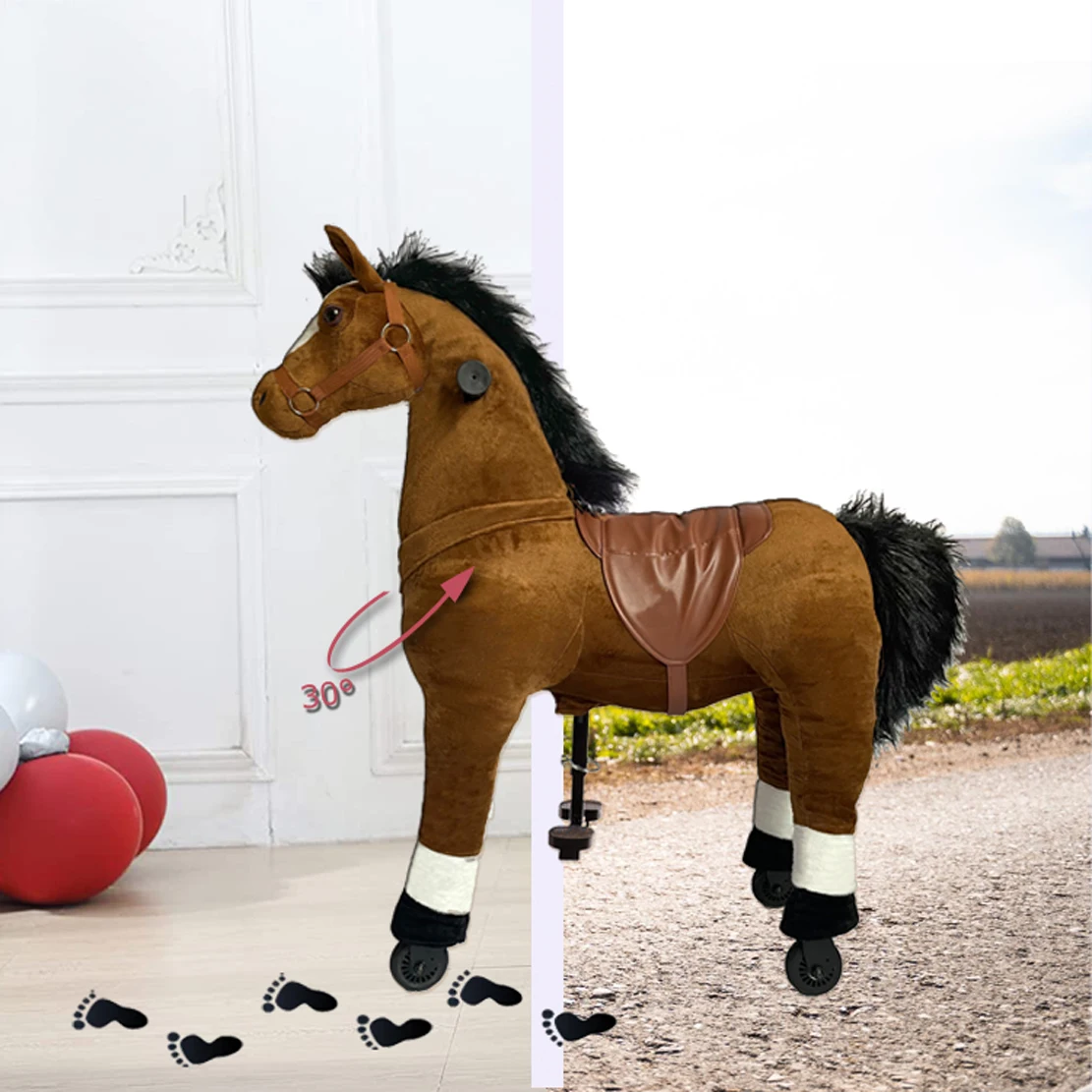 Mechanical horse walking animal toy, animal rides for mall