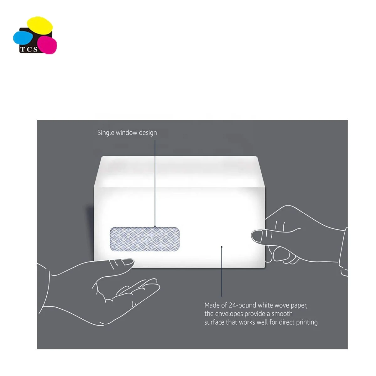 Skywing Hot sale Custom #10 Security-Tinted Left Window 500 Pieces Per Box White Envelopes With Peel & Seal