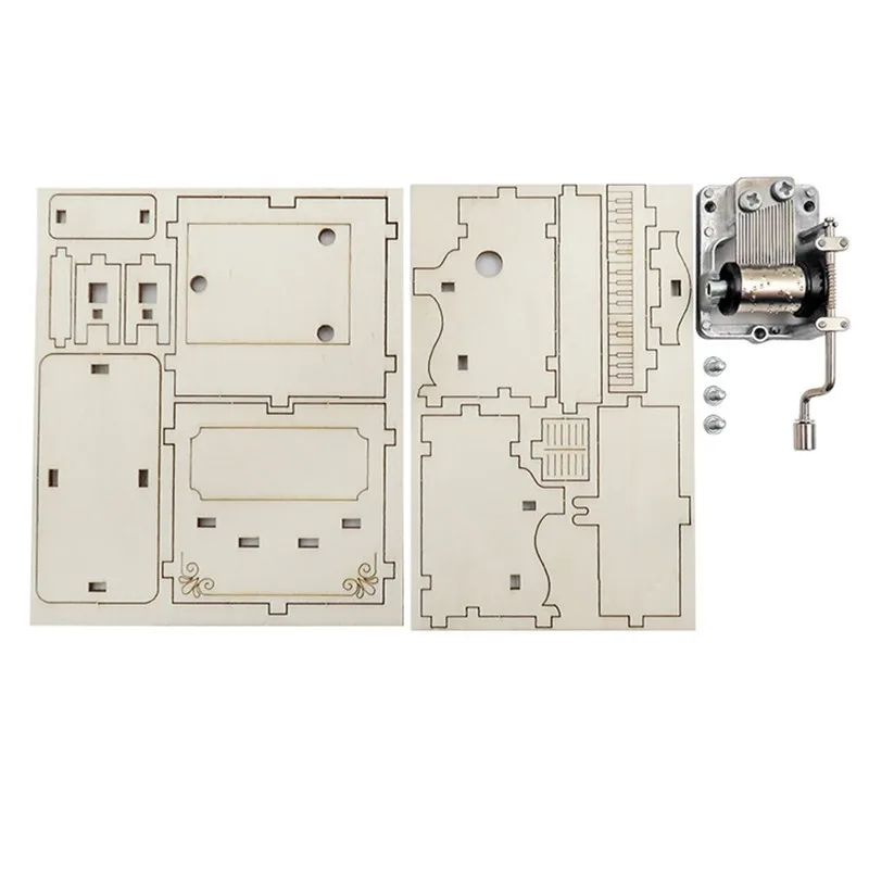 Creative DIY wooden piano music box toys assemble 3d puzzles scientific experiments kits