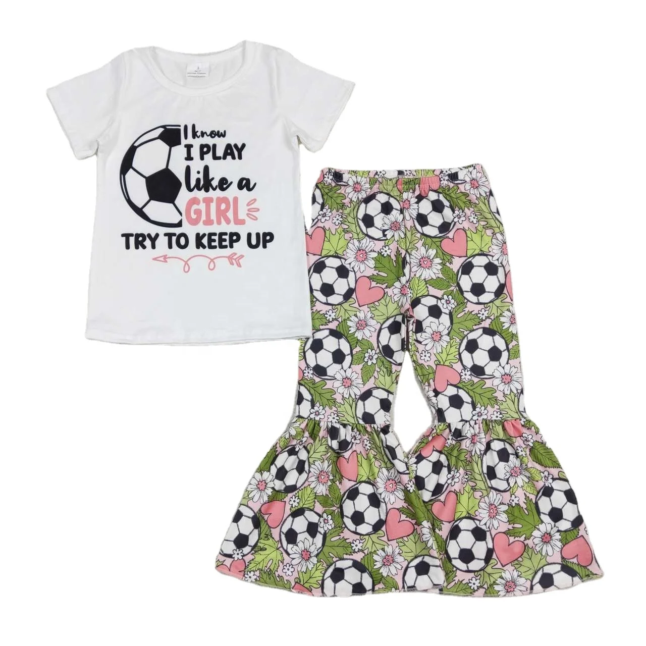 RTS High Quality girls clothing set beauty beast letters black short sleeve football 2 Pcs Suit Summer Boutique baby clothes