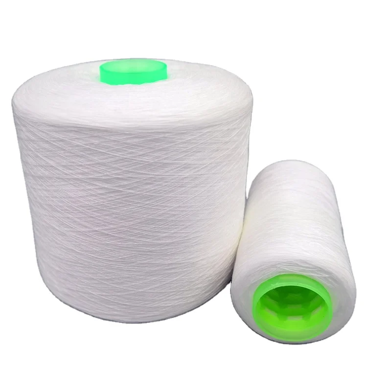 Factory Direct 100% Polyester Core Spun Yarn  Poly Ploy 35/2 Raw White Yarn