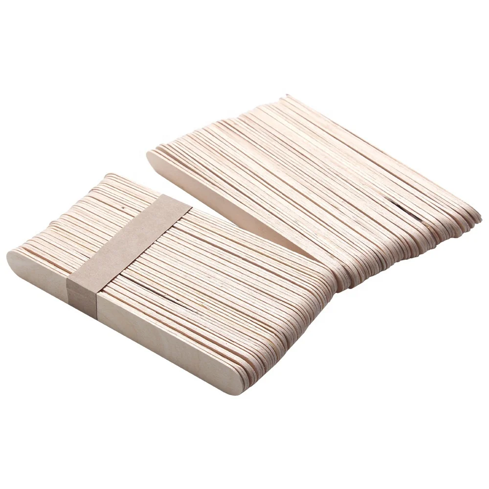 Hair removal wax stick private label bamboo applicator 100pcs large body waxing coating stick Wooden spatulas for beauty skin