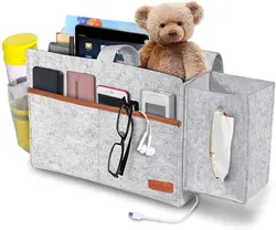 Light Grey Felt Bed Storage pocket  hanging bedside organizer