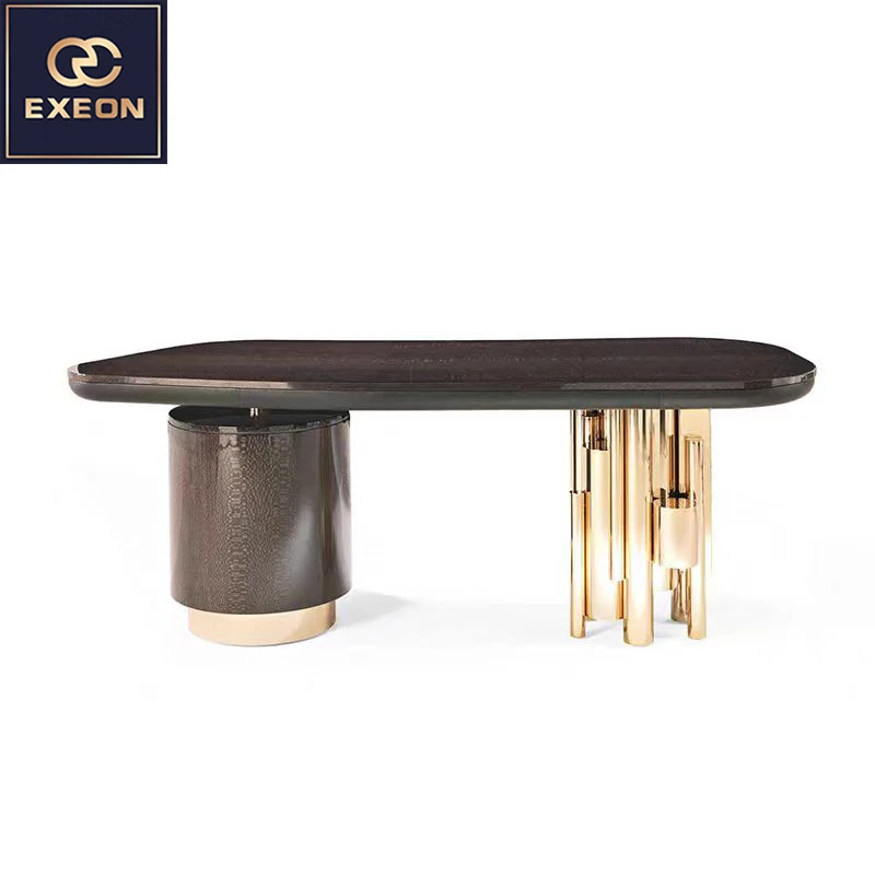 Modern Luxury Solid Wood Desk Hign End Home Office Furniture Table Design Metal Presidential Custom Desk