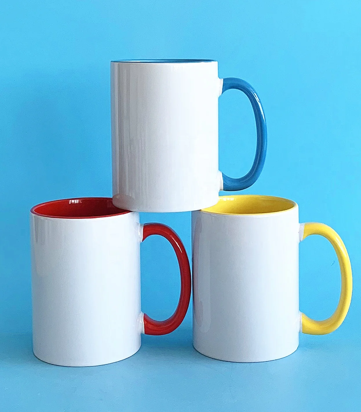 15 oz Inner and Handle Color Blank Sublimation 15oz Straight Side Ceramic Mug for Custom Photo Printing Cup Blank Coated