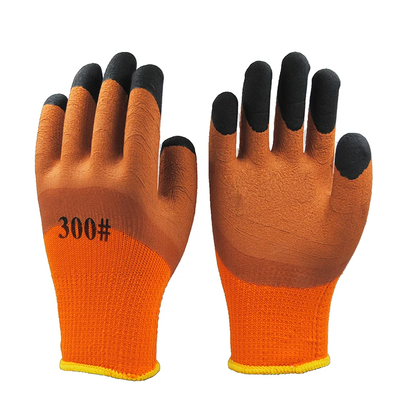 High quality 7 gauge looped pile linner foam half coated gloves,fingers strengthen