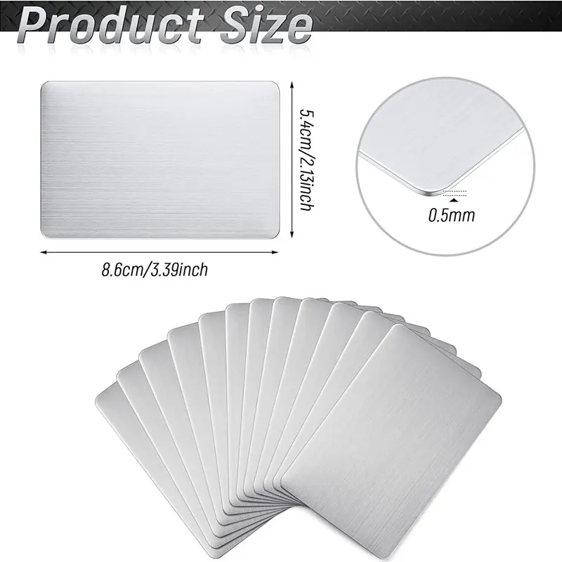 Custom Laser Engraved Metal Credit Cards Blank Standard Size 0.8Mm Personalized Visiting Bulk Stainless Steel Business Cards