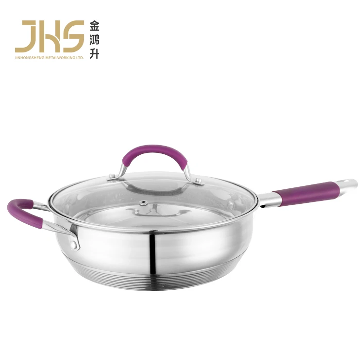 Sartenes Frigideiras Bratpfannen Padelle Stainless Steel Frying Cooking Pan With Lid