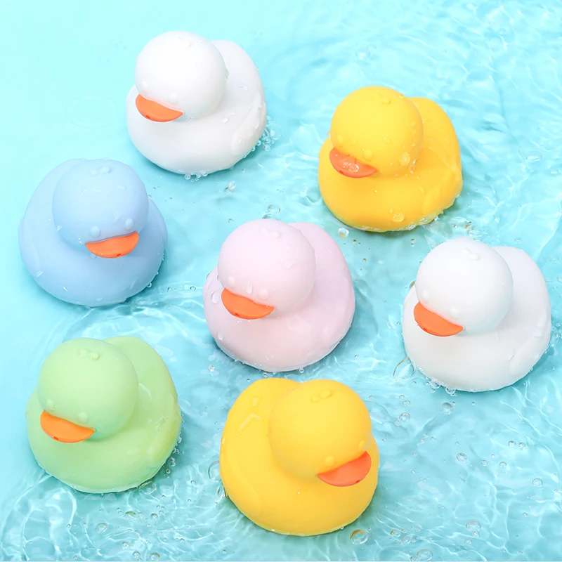 Factory Custom Toddler Water Playing Animal Duck Shape Squeezable Shower Toy Floating Cognitive Silicone Baby Bath Toys For Kid