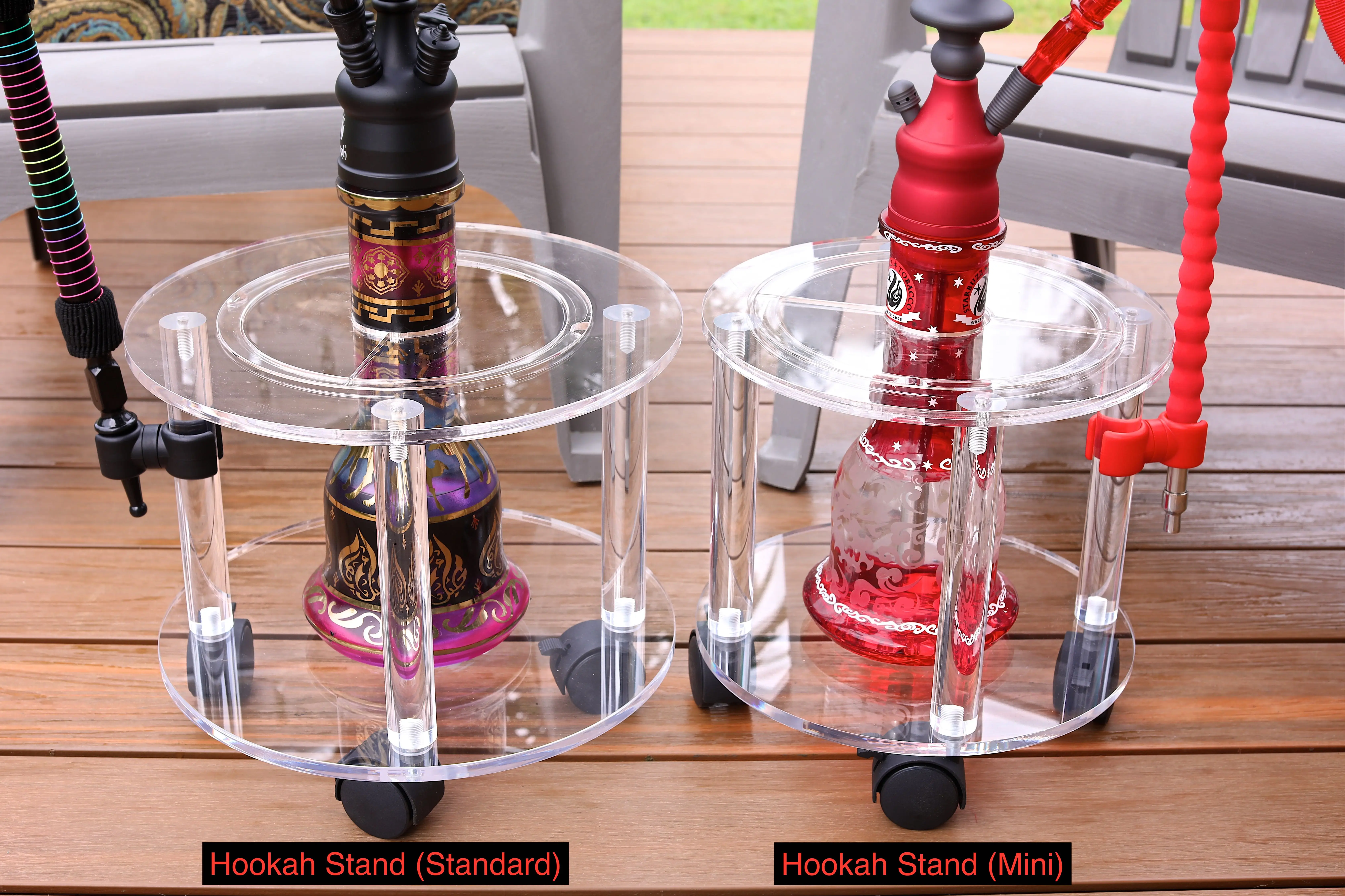 Protecting tobacco from falling, removing acrylic tables with wheels and brakes, water cigarettes (standards) hooka stand