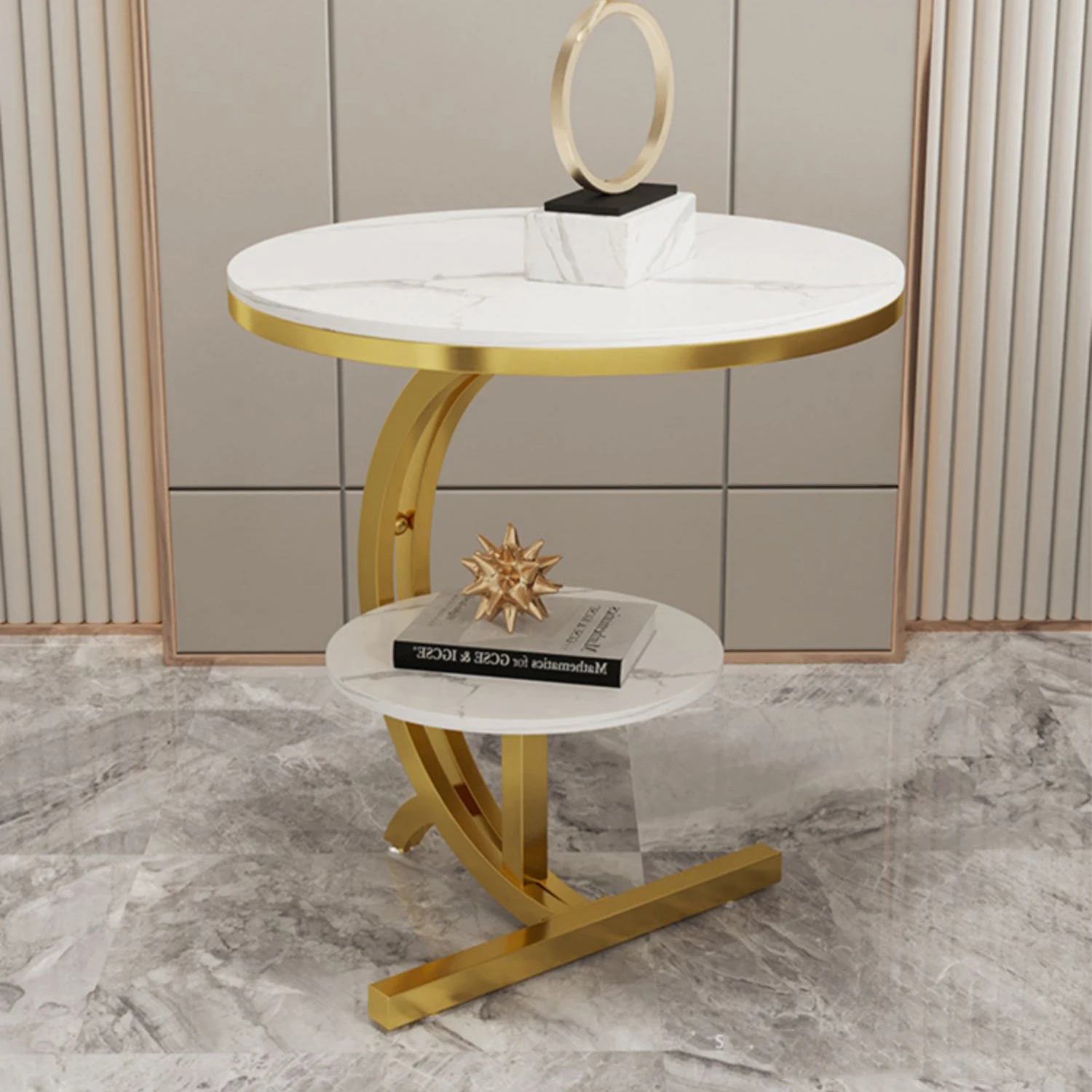 Coffee Table White Book Bed Bedside Small End Sofa Accent Side Set Gold Living Room Furniture Modern Luxury Marble Coffee Table